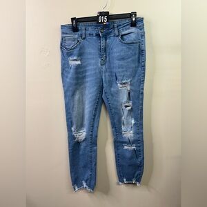 Light Blue Women's Ripped Skinny Jeans